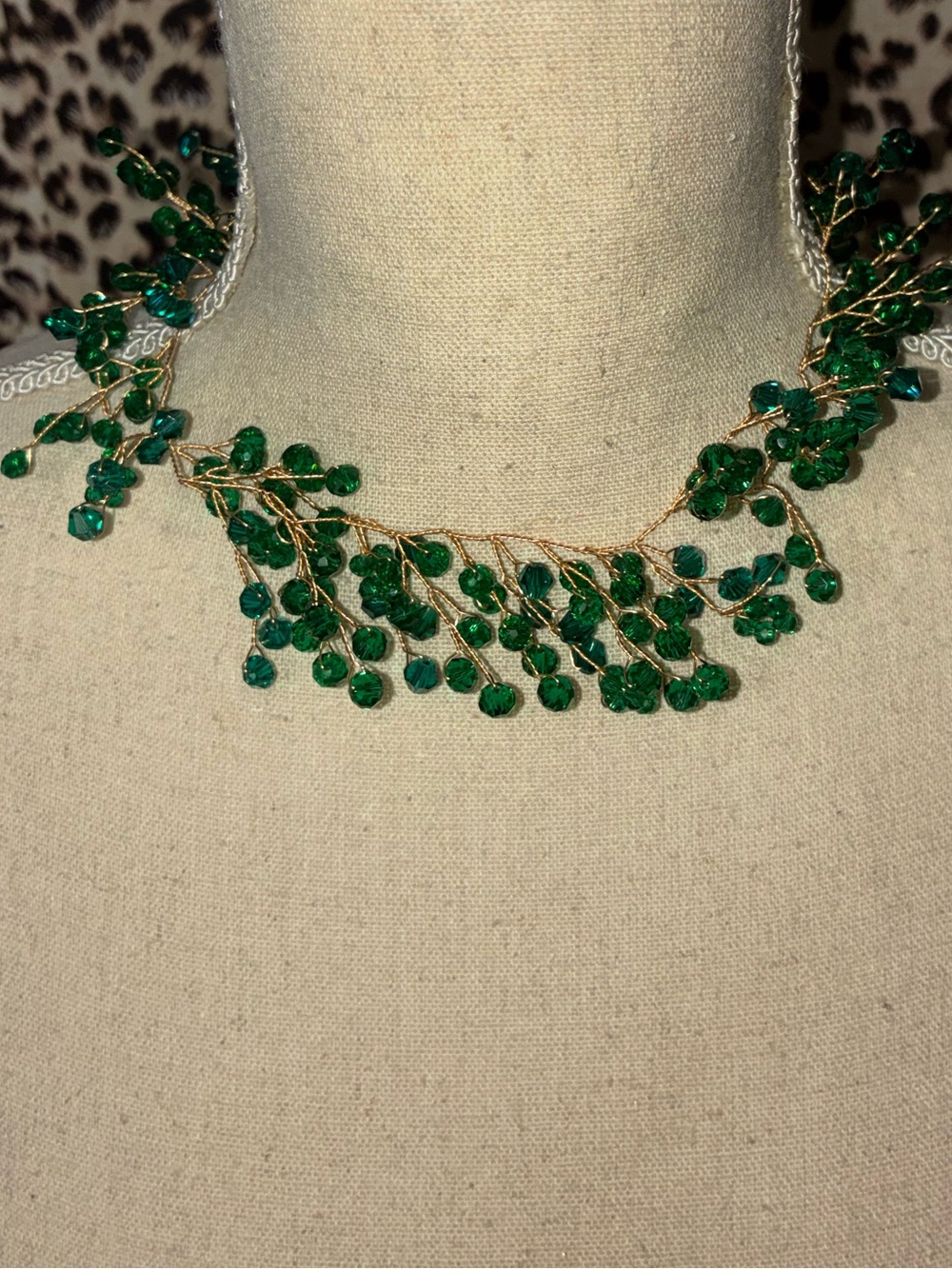 Green Beaded Vine Necklace - NWT